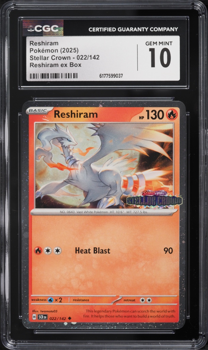 2025 Pokemon Scarlet & Violet Stellar Crown Box Reshiram #22 CGC 10 GEM MINT