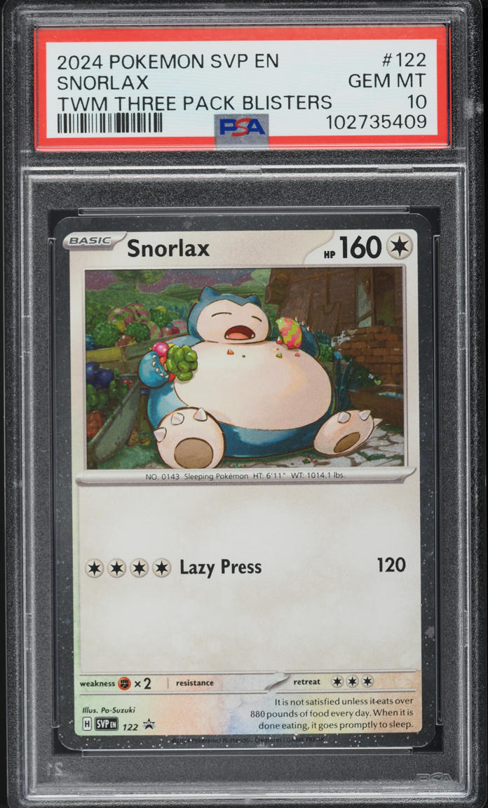 2024 Pokemon SV Black Star Promo Three Pack Cosmos Snorlax #122 PSA 10 GEM MINT - Main Image