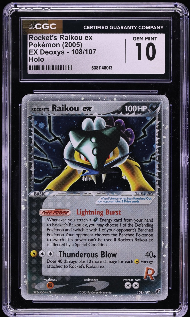 2005 Pokemon EX Deoxys Holo Rocket's Raikou ex #108 CGC 10 GEM MINT