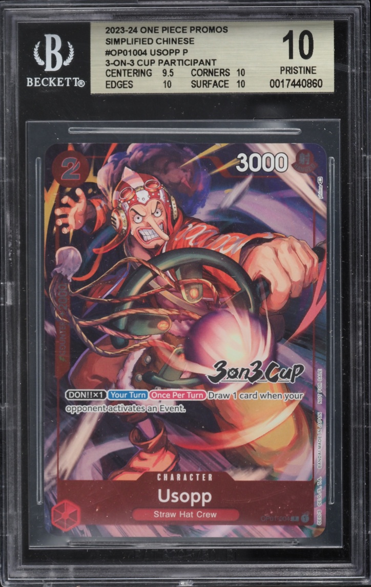 2023 One Piece Promo Chinese 3 On 3 Cup Participant Usopp #OP01-004 BGS 10 PRISTINE