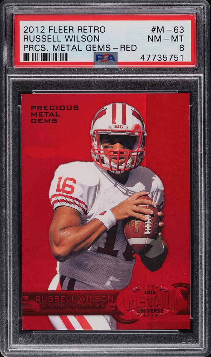 2012 Fleer Retro Precious Metal Gems PMG Red Russell Wilson ROOKIE /100 PSA 8