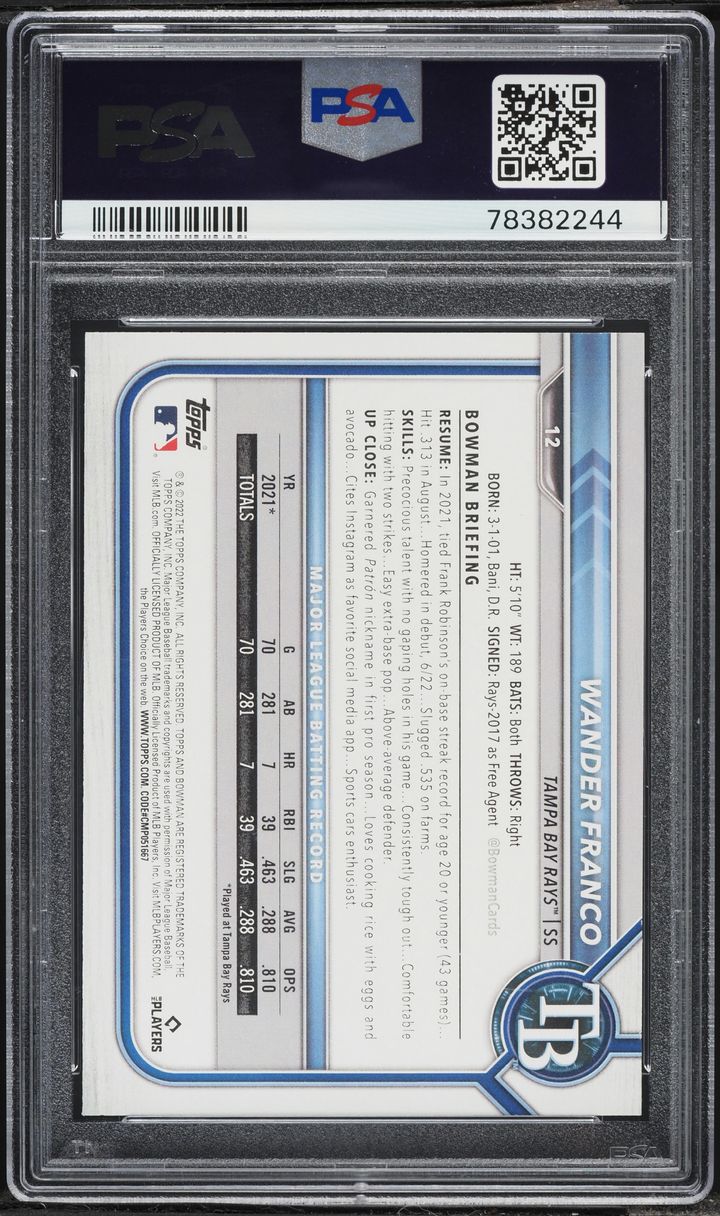 2022 Bowman Wander Franco ROOKIE #12 PSA 10 GEM MINT