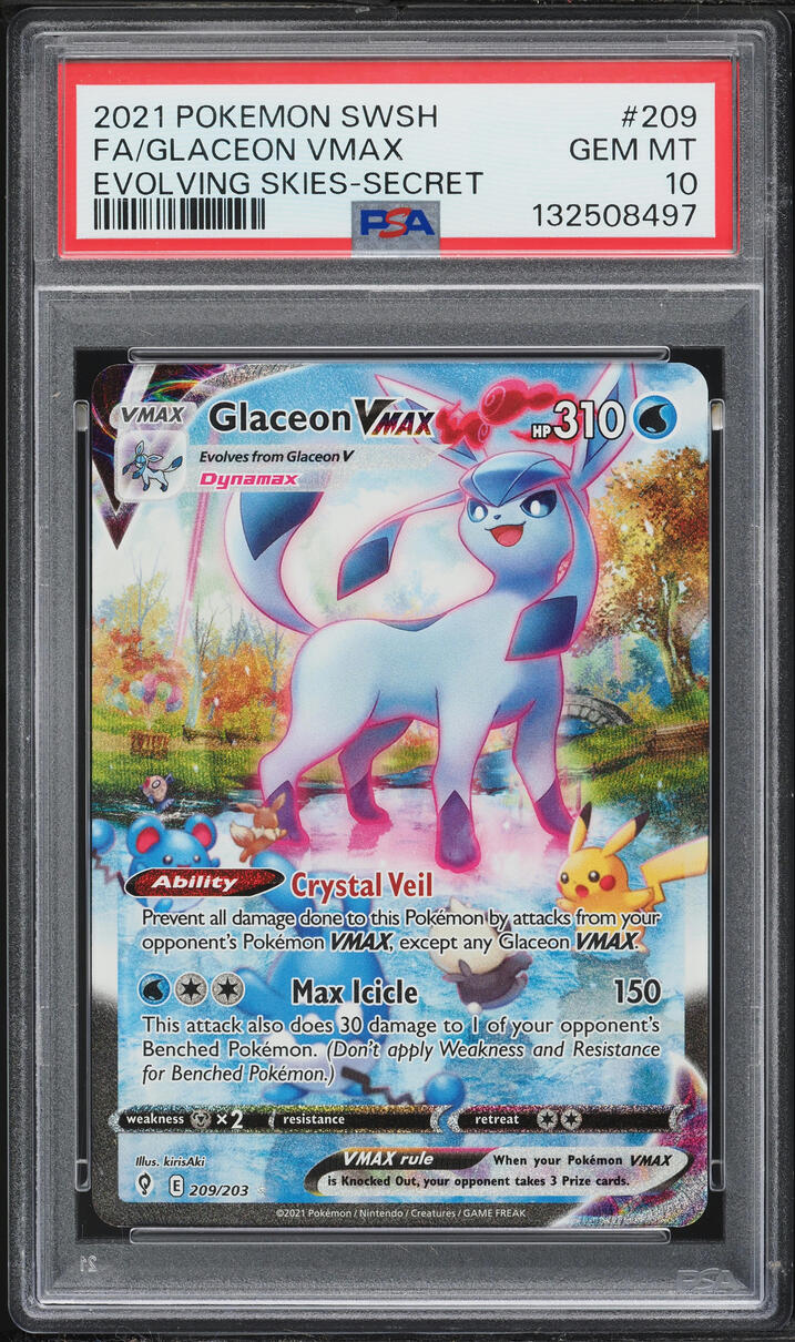 2021 Pokemon Sword & Shield Evolving Skies SEC Glaceon VMAX #209 PSA 10 GEM MINT