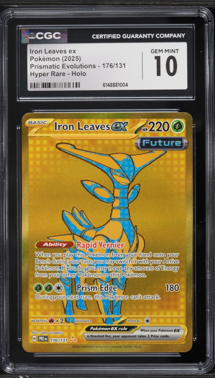 2025 Pokemon SV Prismatic Evolutions Gold Rare Iron Leaves EX #176 CGC 10 GEM MINT