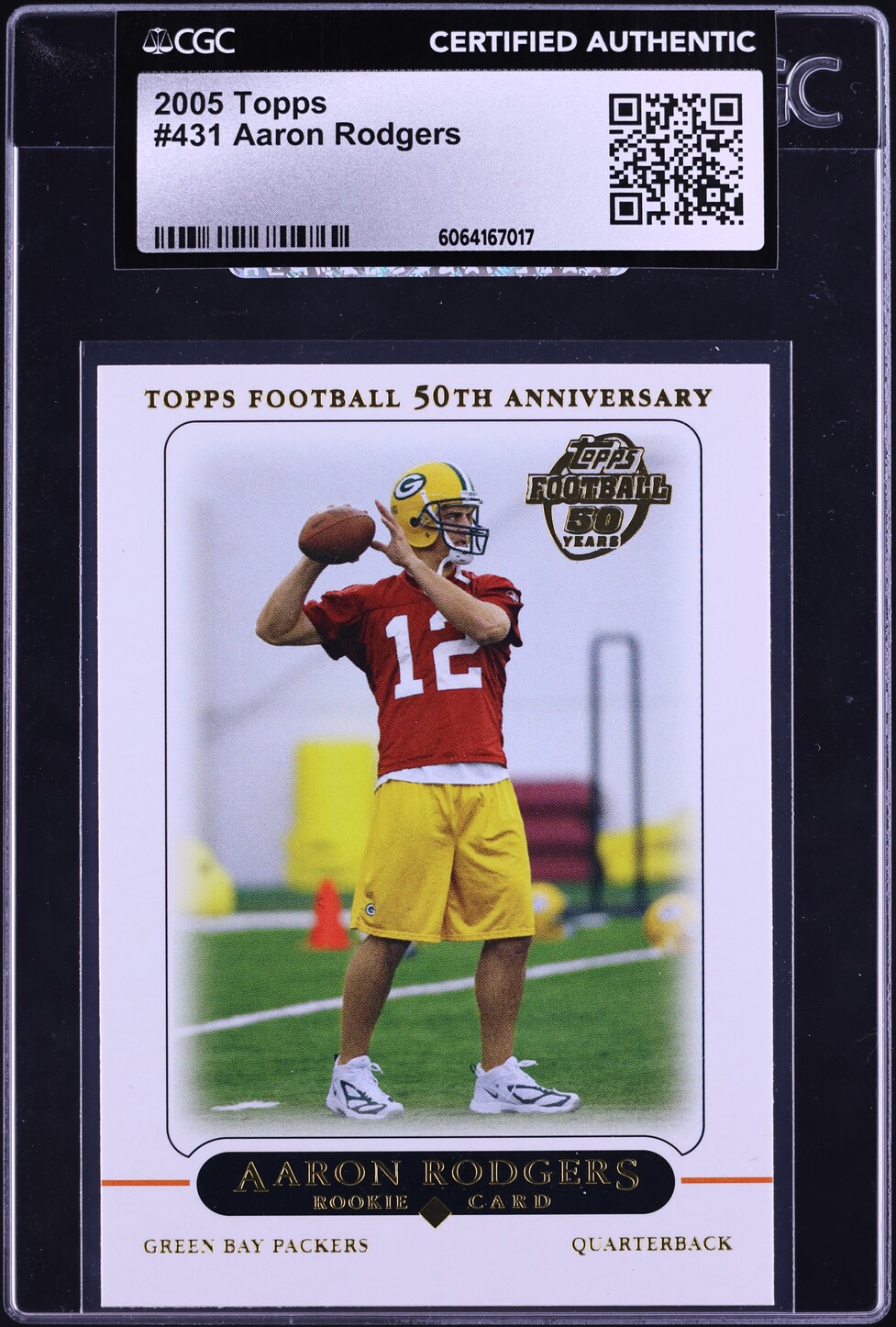 2005 Topps Football Aaron Rodgers ROOKIE #431 CGC AUTH
