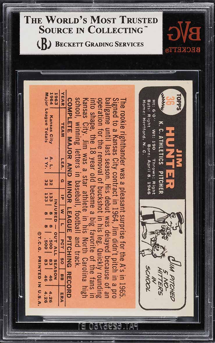 1966 Topps Catfish Hunter #36 BVG 6.5 EXMT+