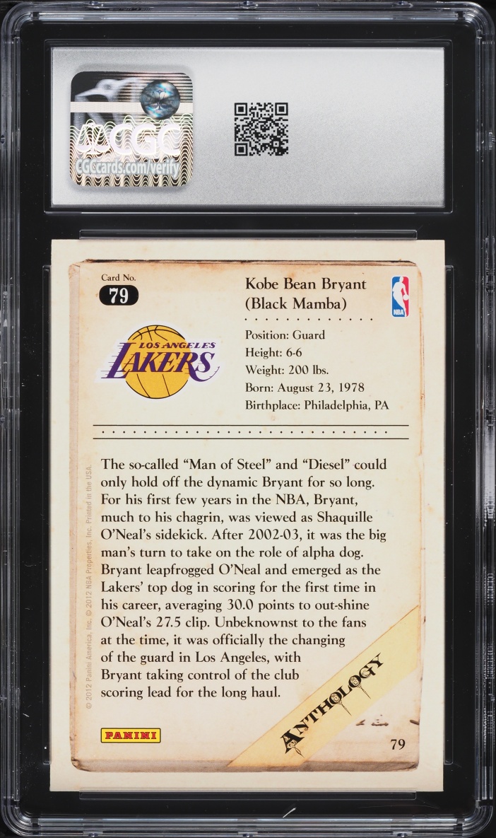 2012 Panini Anthology Kobe Bryant #79 CGC 10 GEM MINT