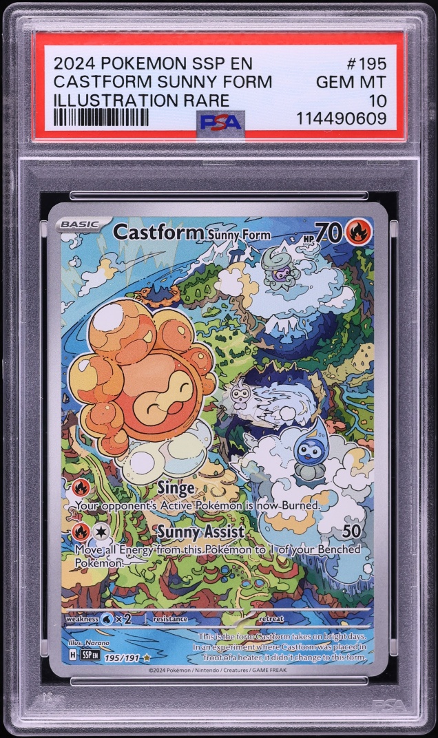 2024 Pokemon Scarlet & Violet Surging Sparks IR Castform Sunny Form #195 PSA 10 GEM MINT