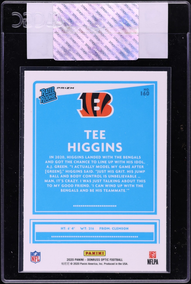 2020 Donruss Optic Holo Tee Higgins ROOKIE #160 CGC AUTH