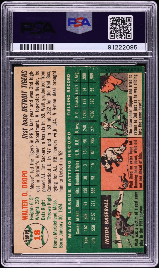 1954 Topps Walt Dropo #18 PSA 6 EXMT