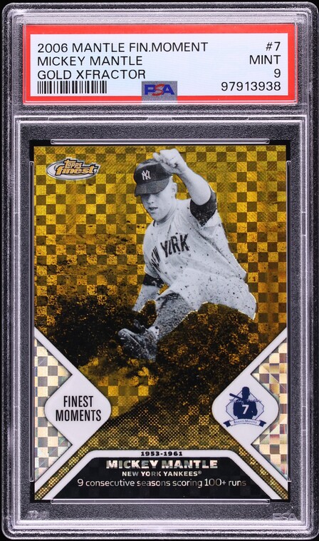 2006 Finest Moments Gold Xfractor Mickey Mantle /10 #MMFM7 PSA 9 MINT
