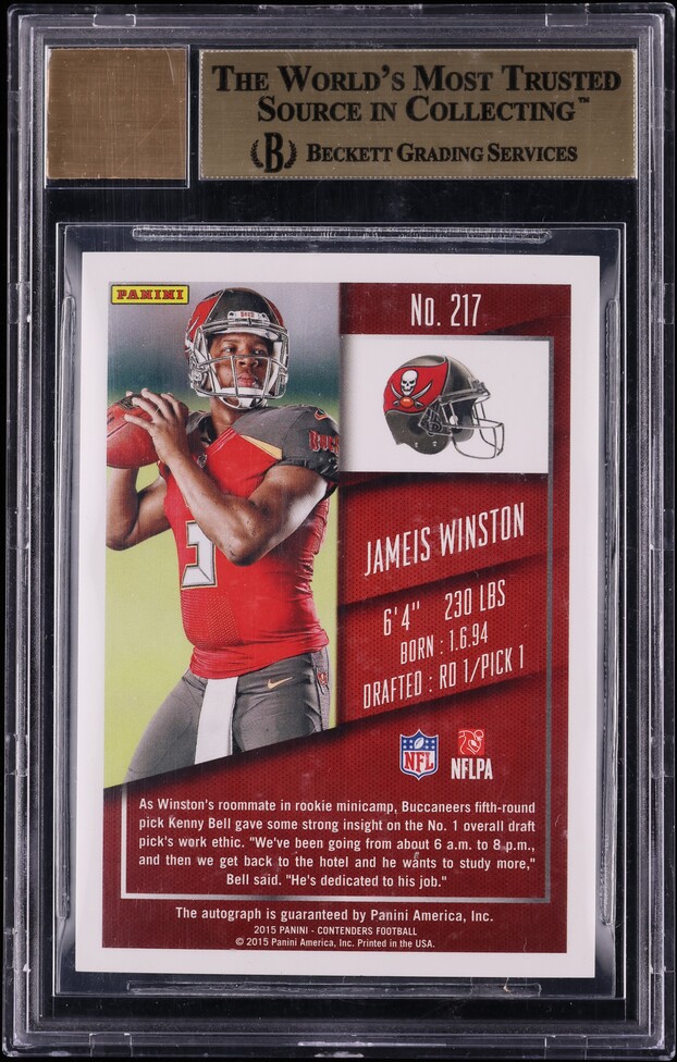 2015 Panini Contenders Playoff Jameis Winston ROOKIE AUTO /75 #217 BGS 9.5 GEM