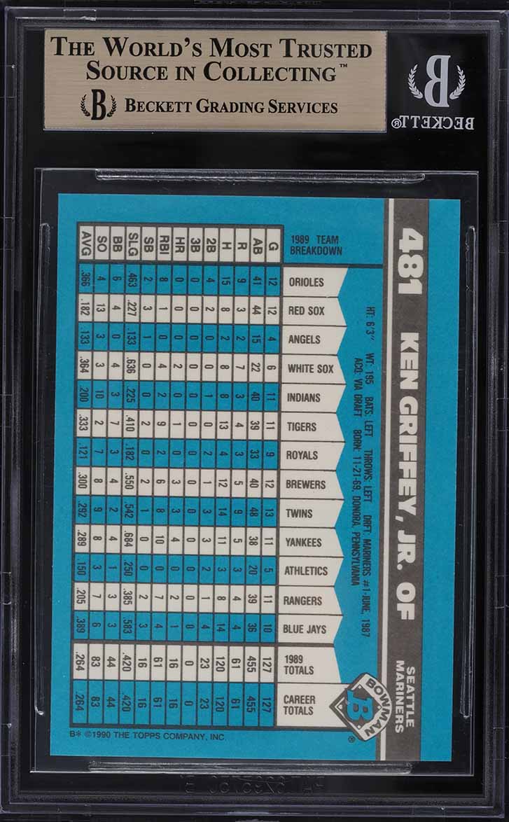 1990 Bowman Tiffany Ken Griffey Jr. #481 BGS 9.5 GEM MINT