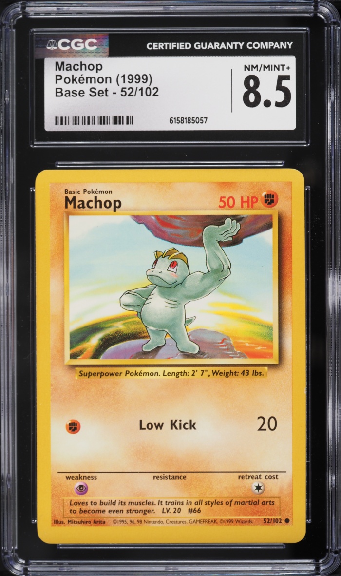 1999 Pokemon Base Set Machop #52 CGC 8.5 NM-MT+