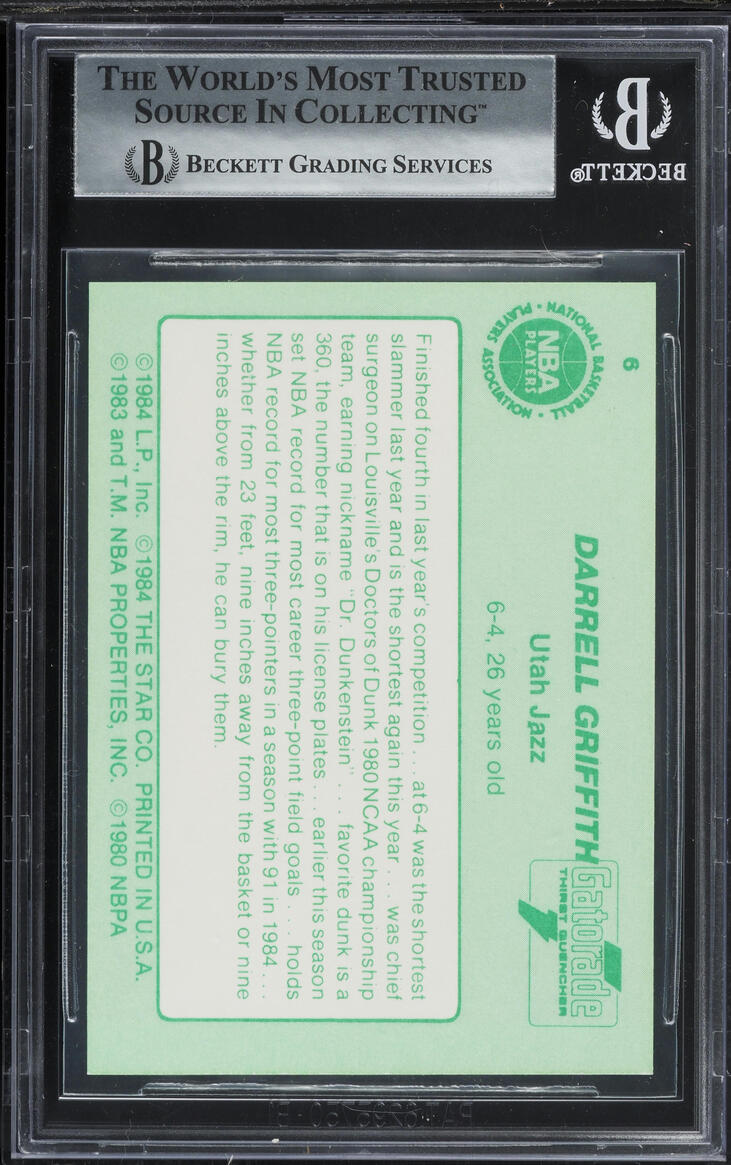 1985 Star Gatorade Slam Dunk Darrell Griffith #6 BGS 9 MINT