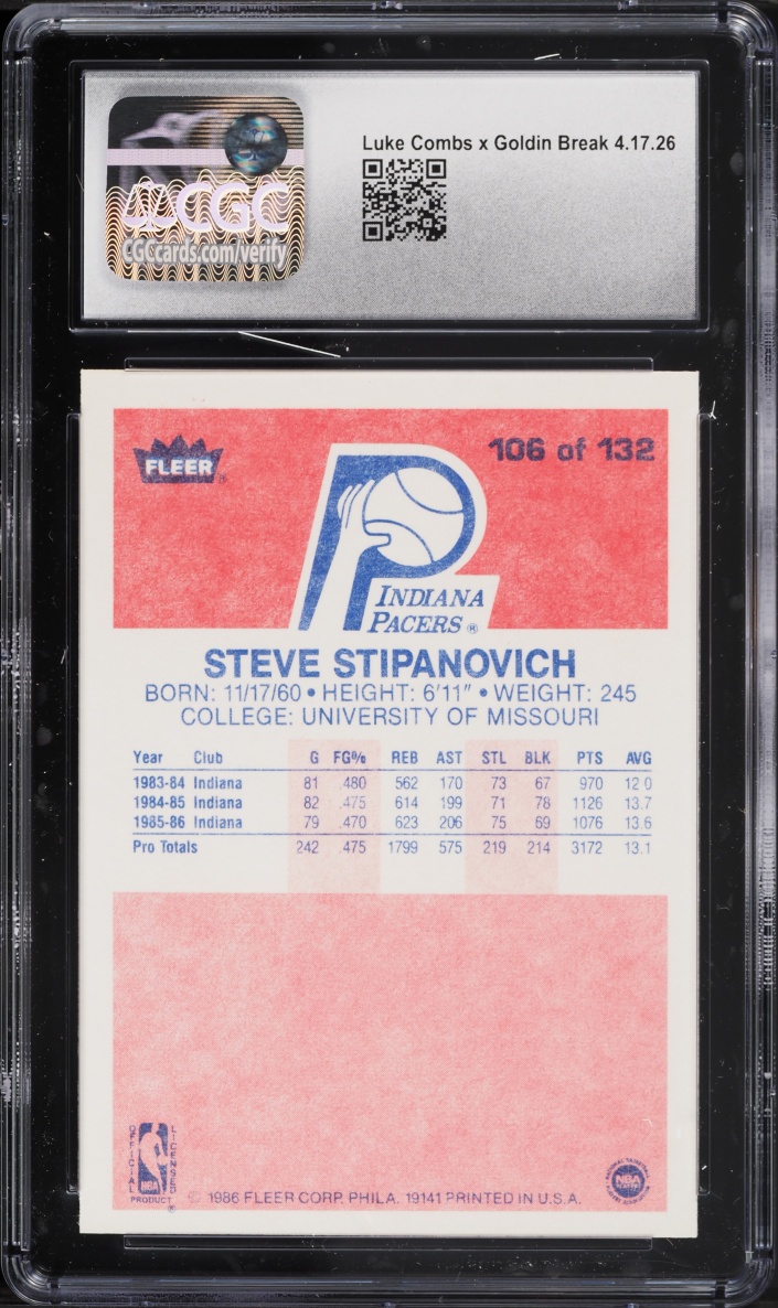 1986 Fleer Basketball Steve Stipanovich #106 CGC 7.5 NRMT+