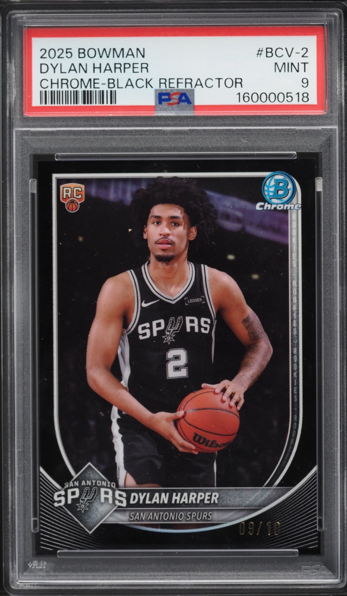 2025 Bowman Chrome Black Refractor Dylan Harper ROOKIE /10 #BCV-2 PSA 9 MINT