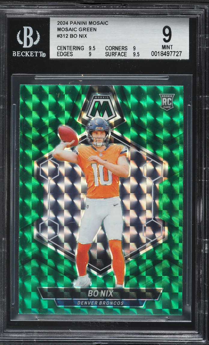 2024 Panini Mosaic Green Bo Nix ROOKIE #312 BGS 9 MINT