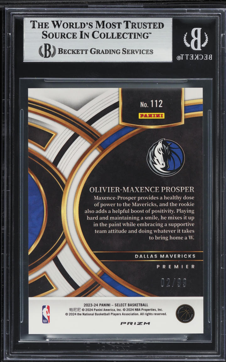 2023 Select Premier Prizm Light Blue Disco Olivier-Maxence Prosper ROOKIE /99 #112 BGS 9 MINT