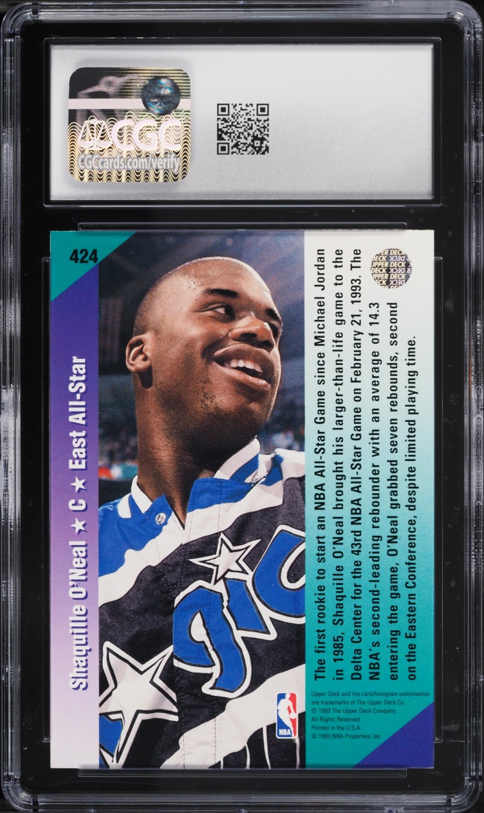 1992 Upper Deck All-Star Shaquille O'Neal ROOKIE #424 CGC 9.5 MINT+