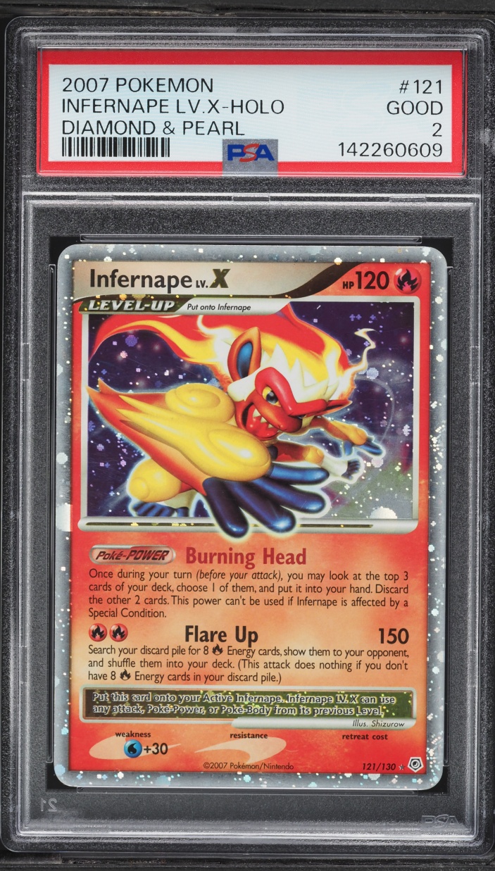 2007 Pokemon Diamond & Pearl Holo Infernape LV.X #121 PSA 2 GD