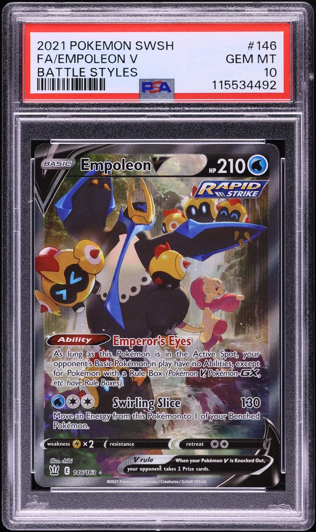 2021 Pokemon Sword & Shield Battle Styles Full Art Empoleon V #146 PSA 10 GEM