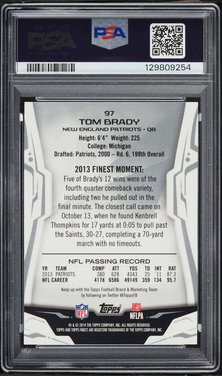 2014 Finest Xfractor Tom Brady #97 PSA 9 MINT
