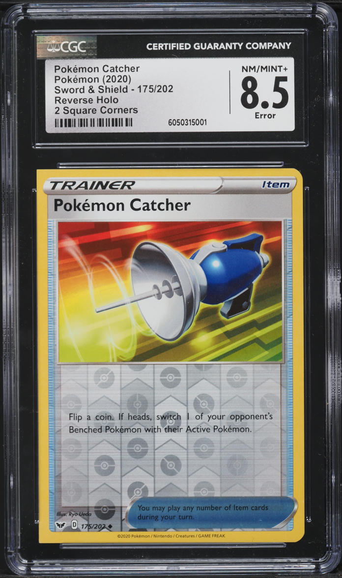 2020 Pokemon SWSH Reverse Holo Two Square Corners Pokemon Catcher #175 CGC 8.5 NM-MT+