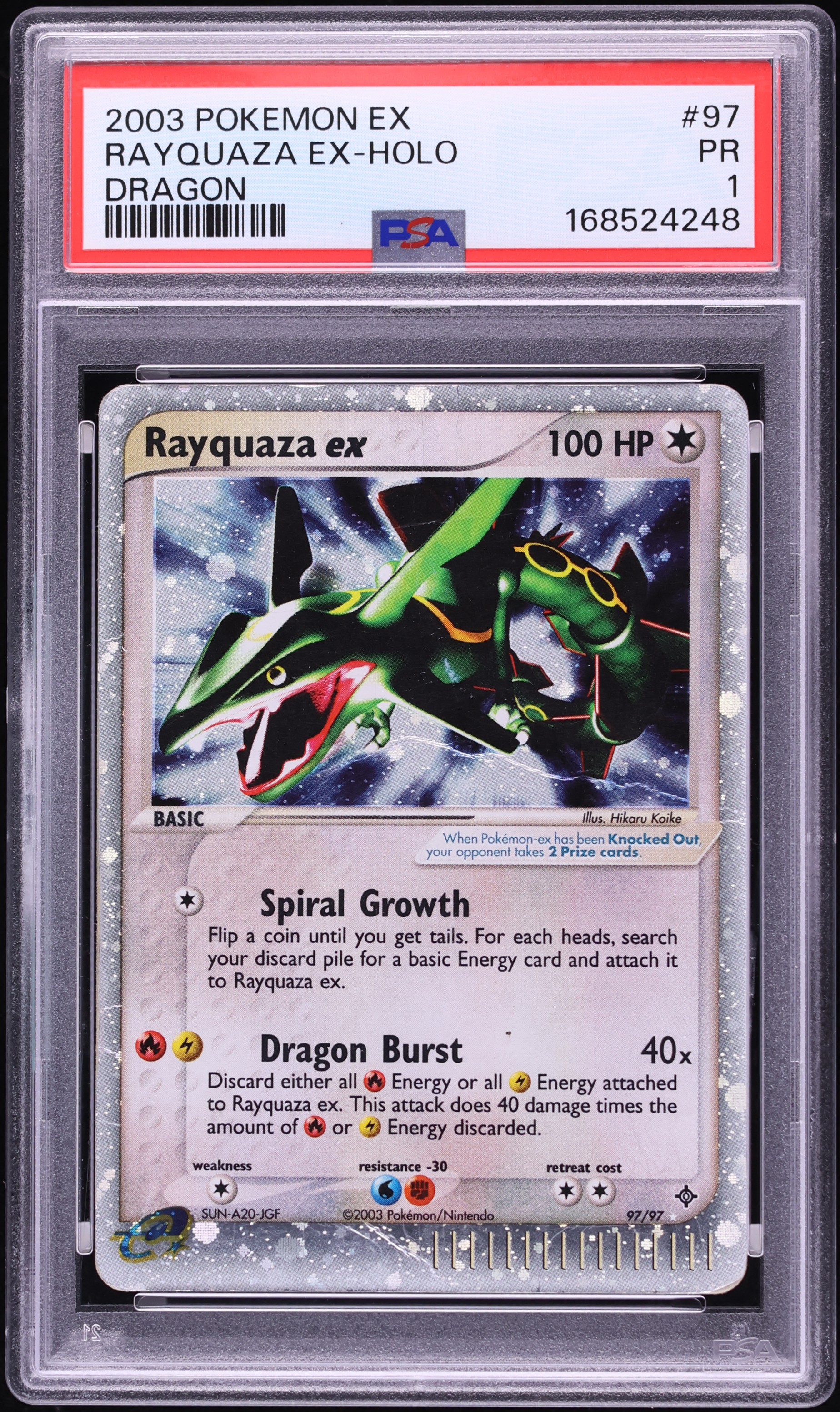 2003 Pokemon EX Dragon Holo Rayquaza Ex #97 PSA 1 PR