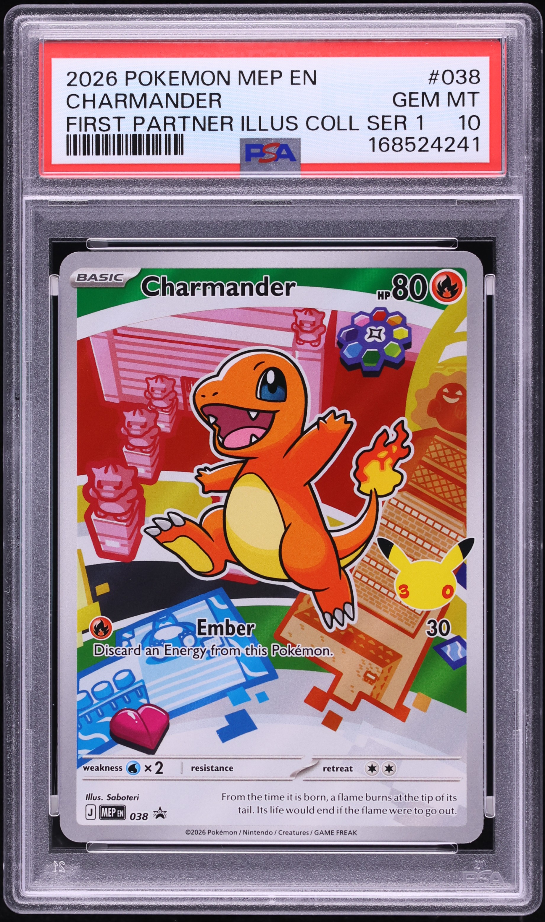 2026 Pokemon Mega Evolution Promo First Partner Illustration Series 1 Charmander #38 PSA 10 GEM