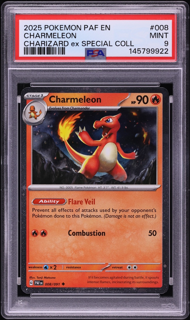 2025 Pokemon Scarlet & Violet Paldean Fates Charizard Ex Special Charmeleon #8 PSA 9 MINT