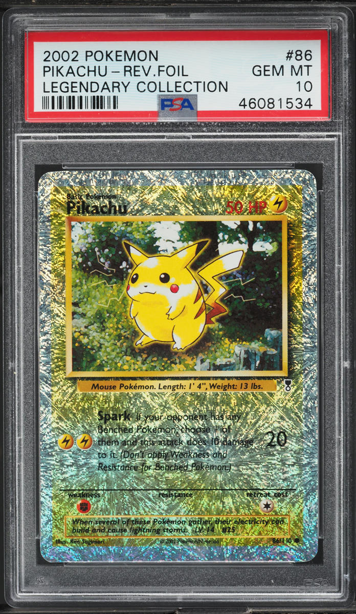2002 Pokemon Legendary Collection Reverse Holo Pikachu #86 PSA 10 GEM MINT