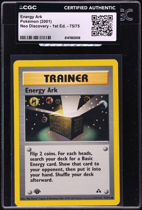 2001 Pokemon Neo Discovery 1st Edition Energy Ark #75 CGC AUTH
