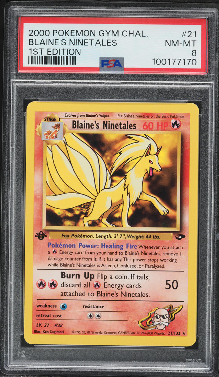 2000 Pokemon Gym Challenge 1st Edition Blaine's Ninetales #21 PSA 8 NM-MT