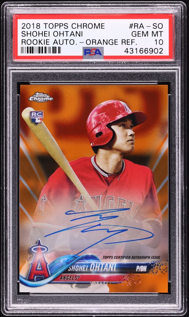 2018 Topps Chrome Orange Refractor Shohei Ohtani ROOKIE AUTO /25