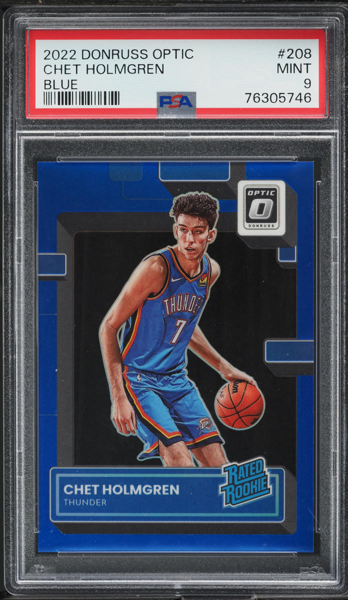 2022 Donruss Optic Blue Chet Holmgren ROOKIE /49 #208 PSA 9 MINT - Photo 1