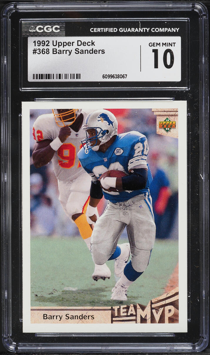 1992 Upper Deck Football Barry Sanders #368 CGC 10 GEM MINT