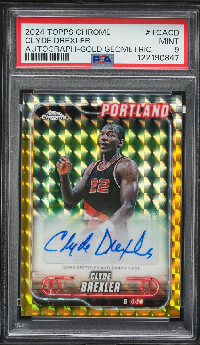 2024 Topps Chrome Gold Geometric Clyde Drexler AUTO /50 #TCACD PSA 9 MINT