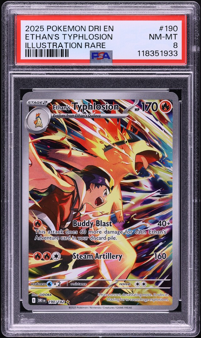 2025 Pokemon SV Destined Rivals IR Ethan's Typhlosion #190 PSA 8 NM-MT