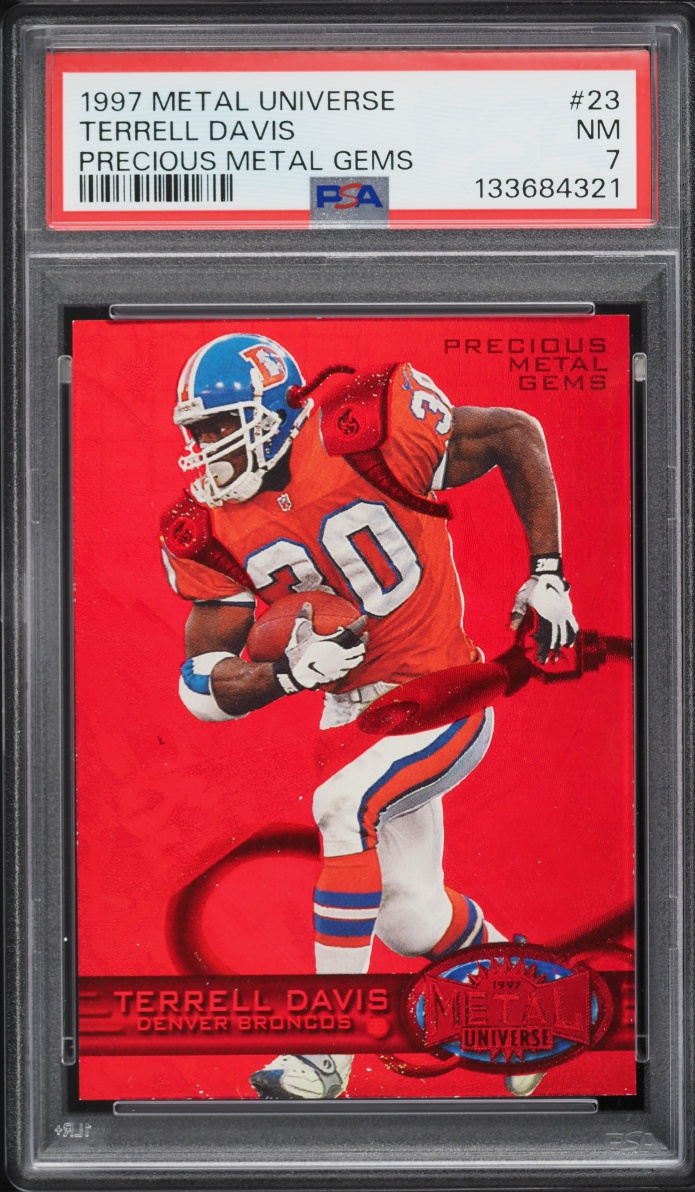 1997 Metal Universe Precious Metal Gems PMG Red Terrell Davis /150 #23 PSA 7 NRMT