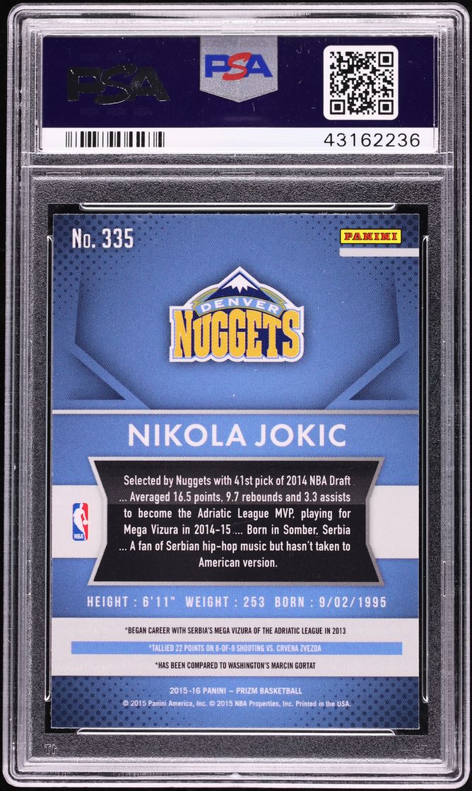 2015 Panini Prizm Nikola Jokic ROOKIE #335 PSA 10 GEM MINT