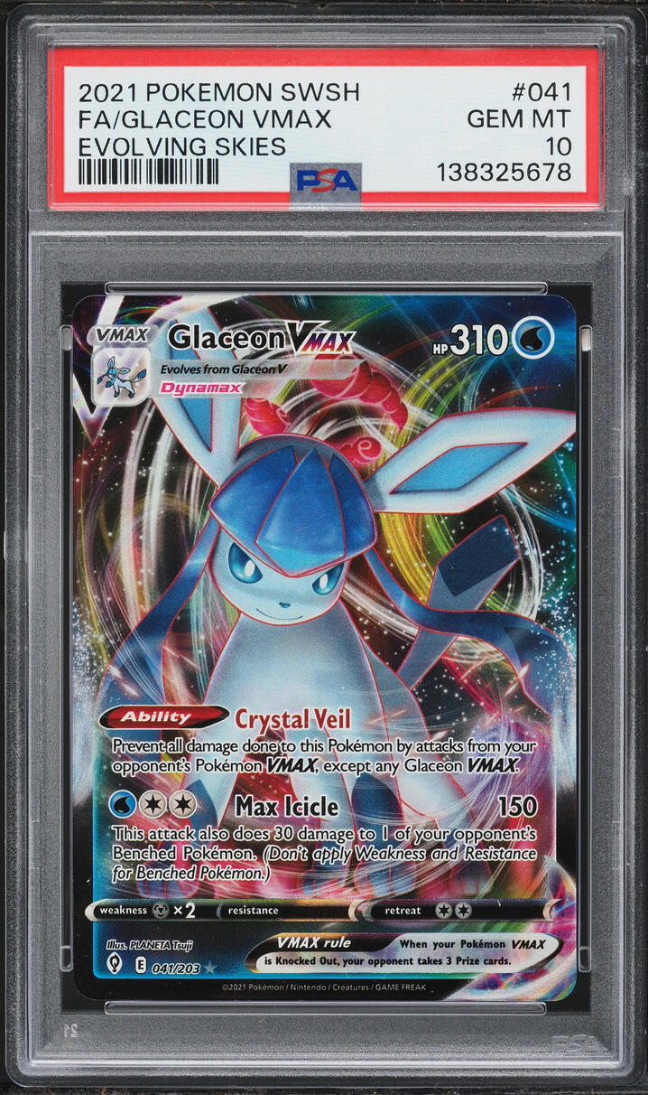 2021 Pokemon Sword & Shield Evolving Skies Full Art Glaceon VMAX #41 PSA 10 GEM MINT