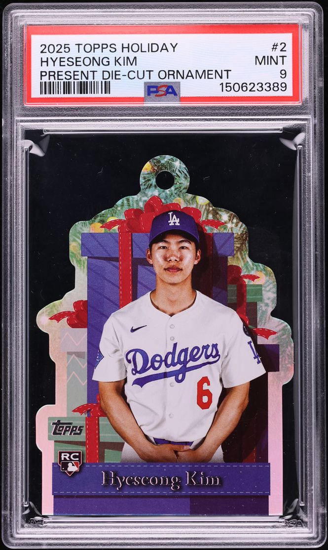 2025 Topps Holiday Present Ornament Die-Cut Hyeseong Kim ROOKIE #PO-2 PSA 9 MINT