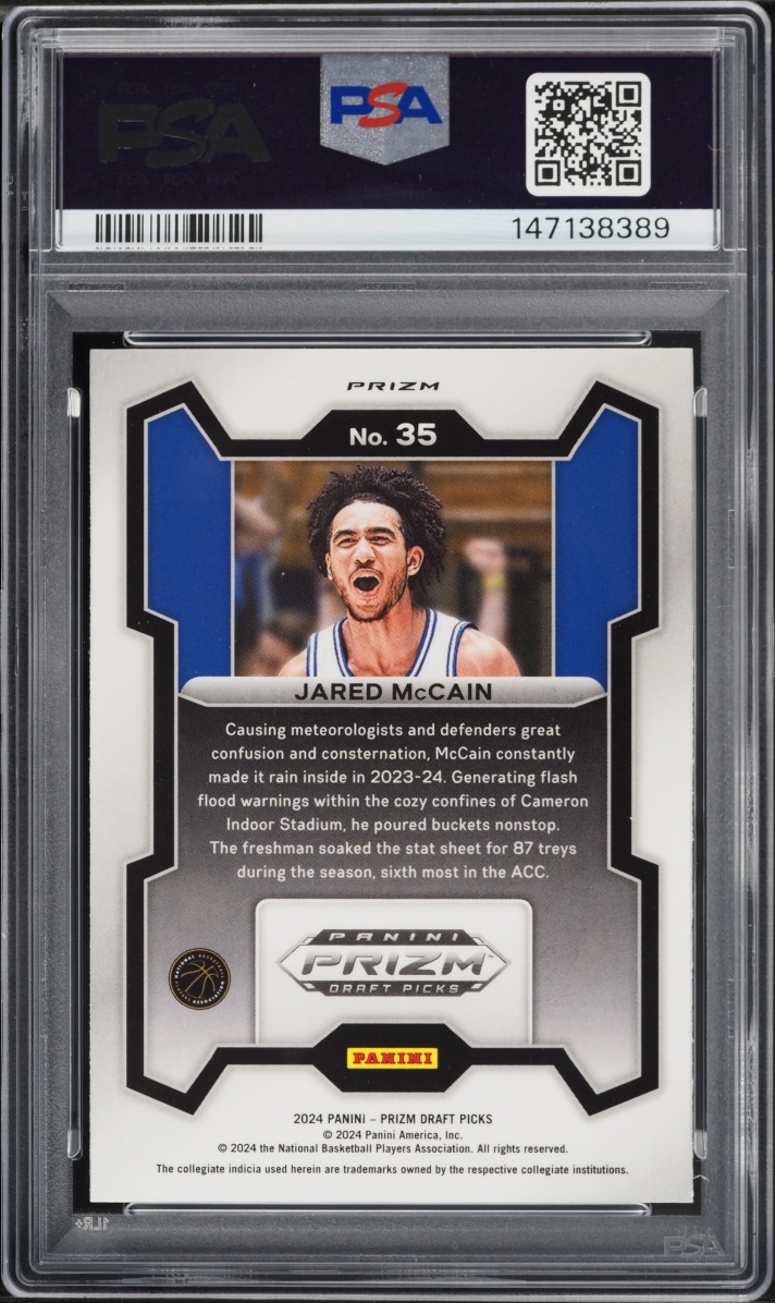 2024 Panini Prizm Draft Picks Red Ice Jared McCain ROOKIE #35 PSA 10 GEM MINT