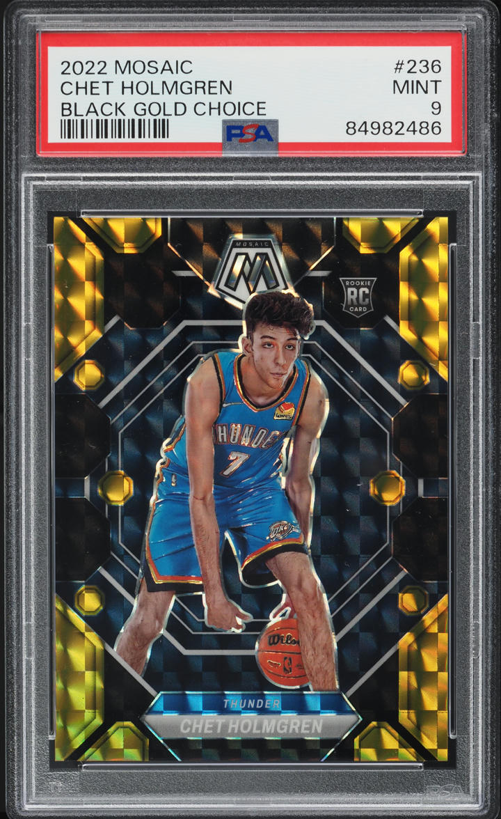 2022 Panini Mosaic Black Gold Choice Chet Holmgren ROOKIE /8 #236 PSA 9 MINT