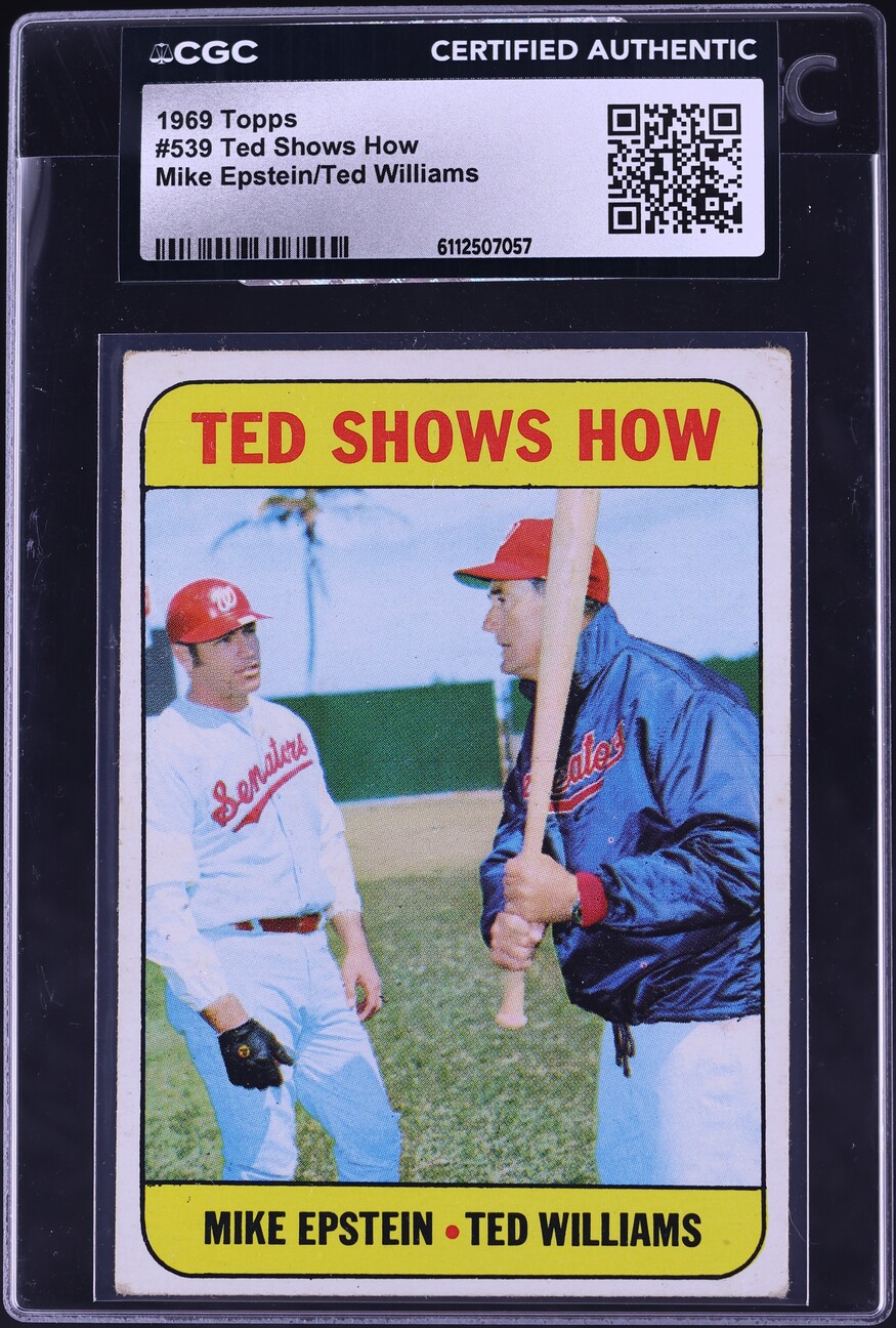 1969 Topps Ted Williams & Mike Epstein SHOWS HOW #539 CGC AUTH