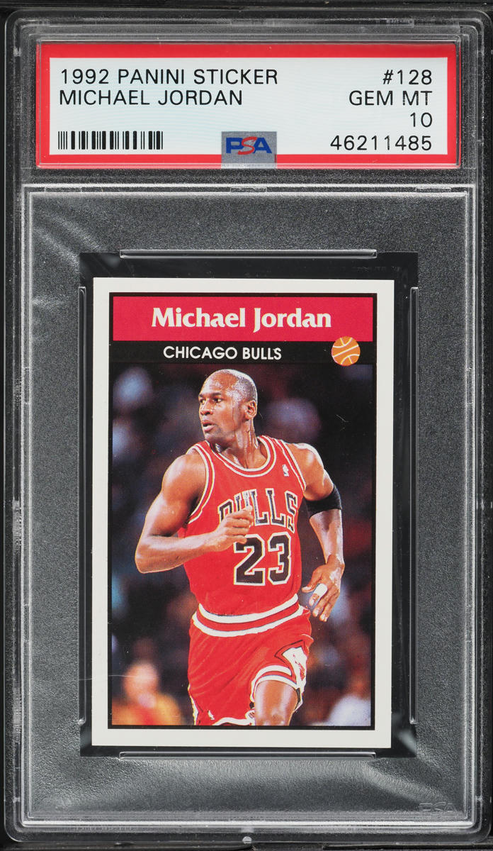 1992 Panini Sticker Michael Jordan #128 PSA 10 GEM MINT