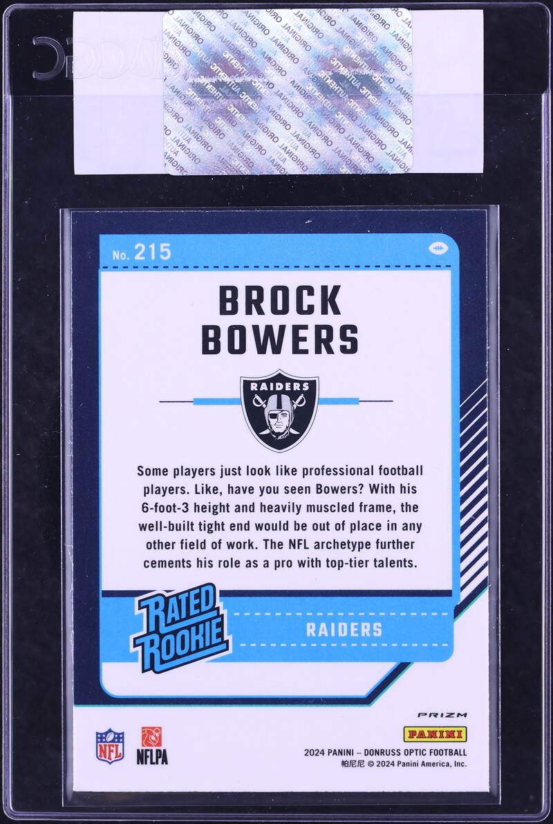 2024 Donruss Optic Green Velocity Brock Bowers ROOKIE #215 CGC AUTH