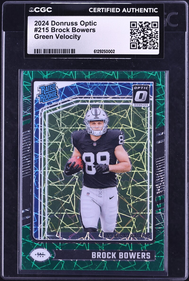 2024 Donruss Optic Green Velocity Brock Bowers ROOKIE #215 CGC AUTH