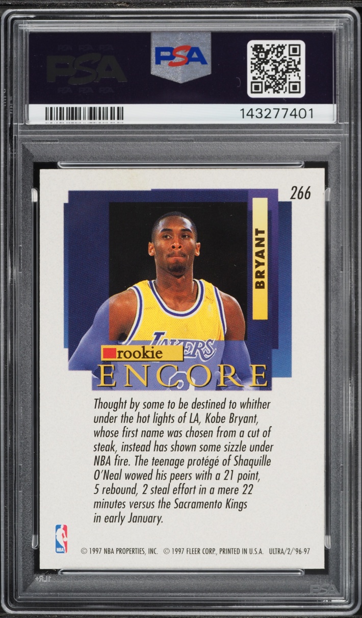 1996 Ultra Basketball Kobe Bryant ROOKIE #266 PSA 9 MINT